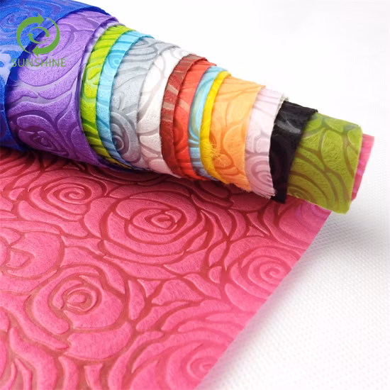 Colorful Embossed Polypropylene Spunbonded Nonwoven Fabric PP Nonwoven Embossed Fabric for Flower Wrapping Gift Packaging